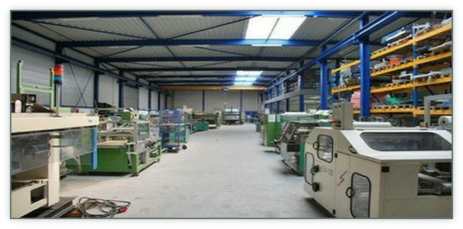Stock of used packaging machinery at our warehouse in Swifterbant